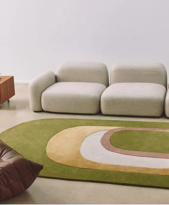 Décoration Spirit Tapis Vert En Laine Et Soie Végétale
