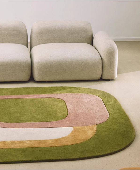 Décoration Spirit Tapis Vert En Laine Et Soie Végétale